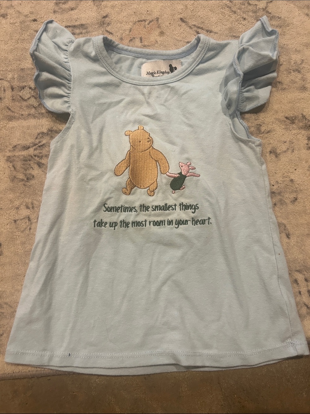 Disney Winnie the Pooh Light Blue Flutter Sleeve Tee by Disney